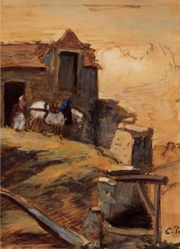 卡米耶 畢沙羅 White Horse on a Farm 卡米耶 畢沙羅 White Horse on a Farm